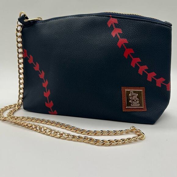 St.‎ Louis Cardinals Purse Busch Stadium Exclusive Navy Handbag Metal Logo Badge - Picture 1 of 15